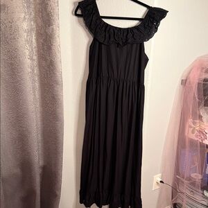 Maurices Black Maxi Dress with Ruffle Detail